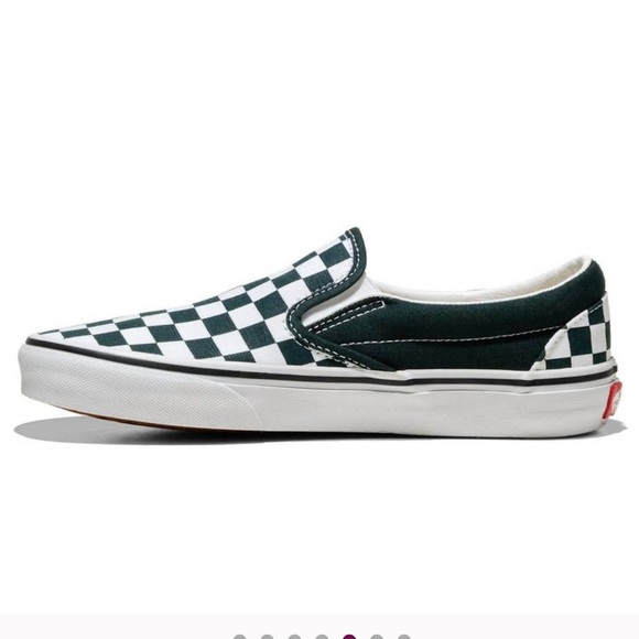 New in Box Vans Checkered Slip-On Shoes - Scarab Green and White - Picture 6 of 8